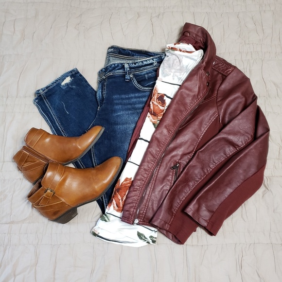 Maurices Jackets & Blazers - NWOT Maurices Faux Leather Jacket, Burgundy, Sz XL